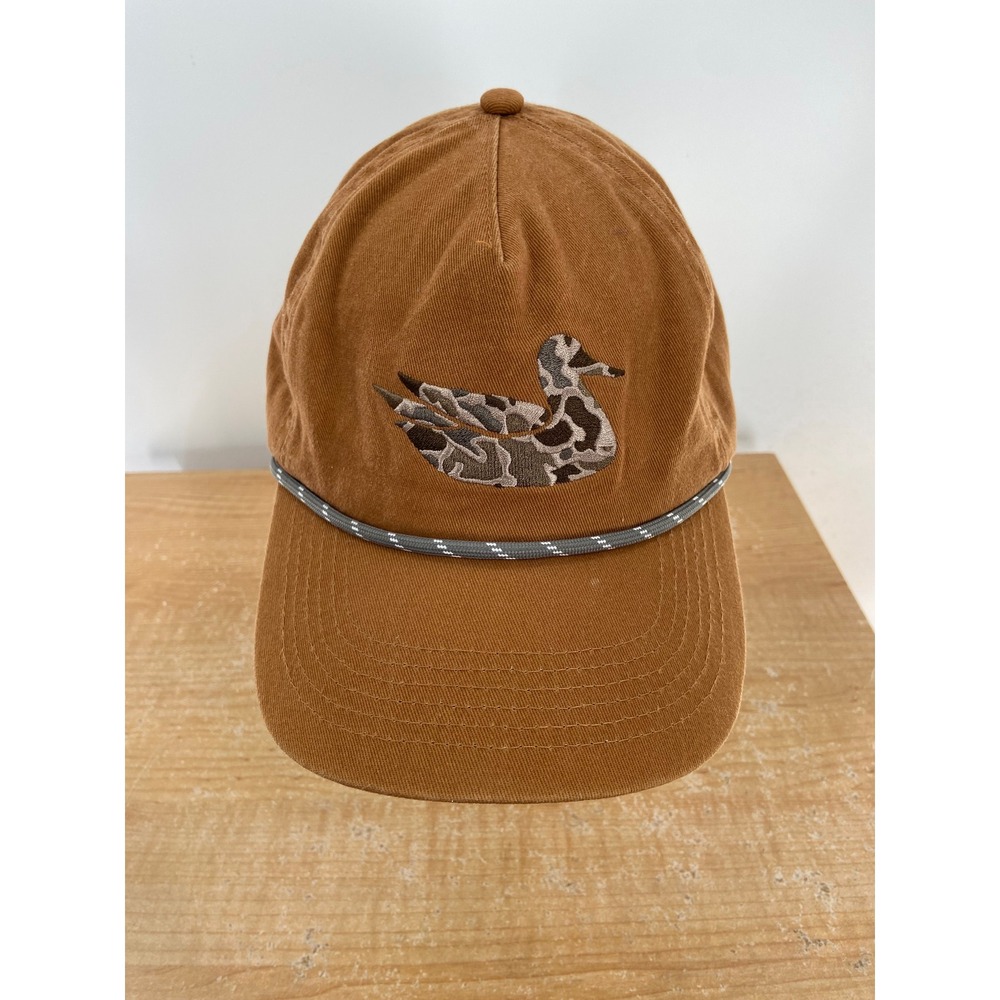 Southern Marsh Mens Brown Embroidered Camo Duck Rope Snapback Hat Cap
